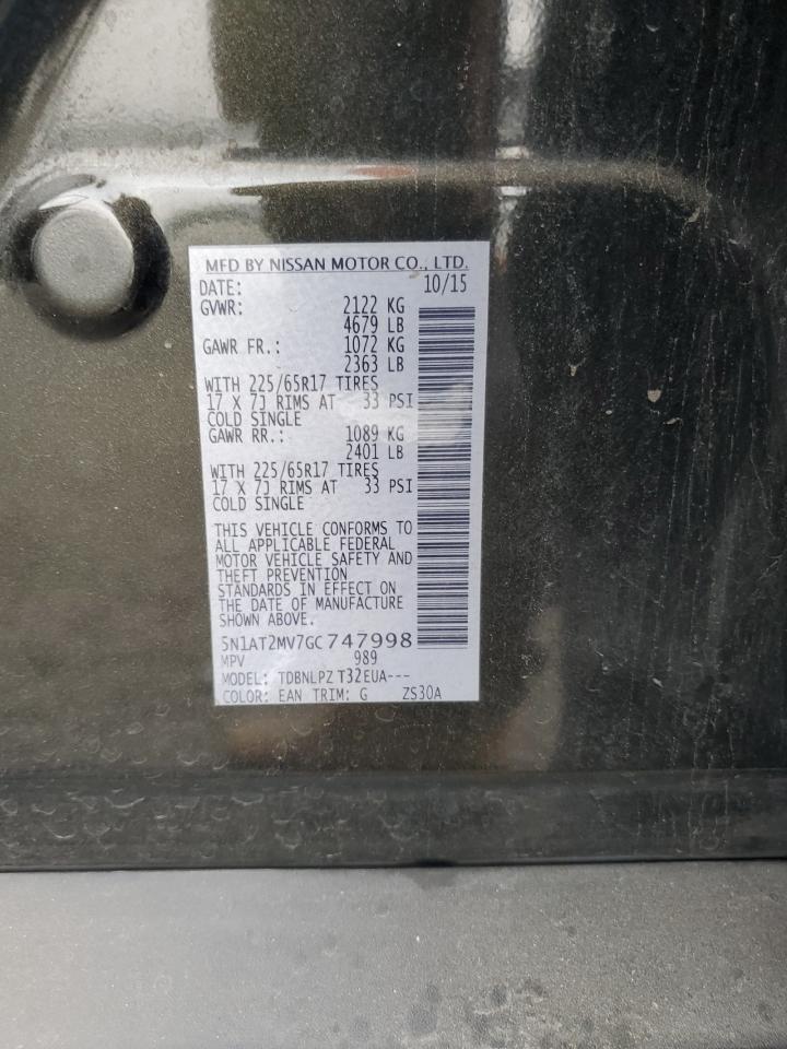 2016 Nissan Rogue S VIN: 5N1AT2MV7GC747998 Lot: 81856585