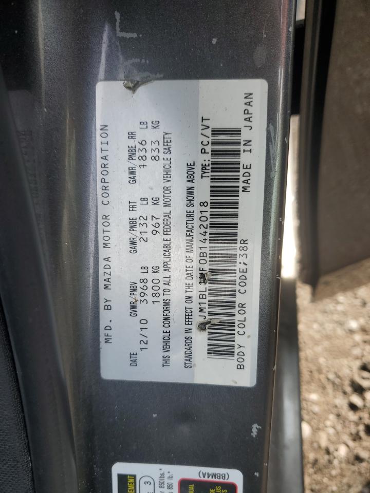 2011 Mazda 3 I VIN: JM1BL1UF0B1442018 Lot: 80505735