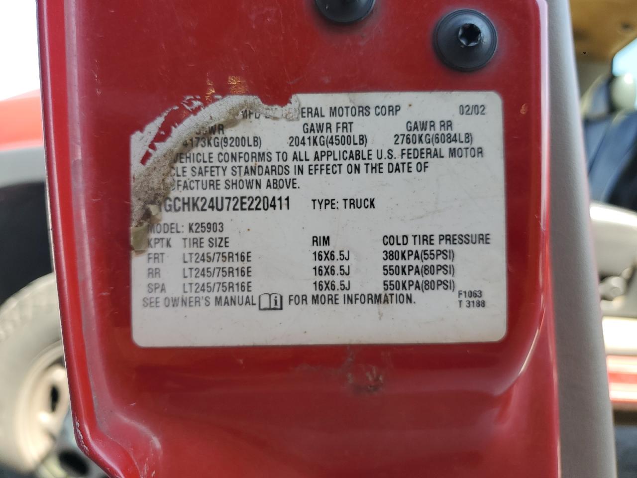 2002 Chevrolet Silverado K2500 Heavy Duty VIN: 1GCHK24U72E220411 Lot: 71531105