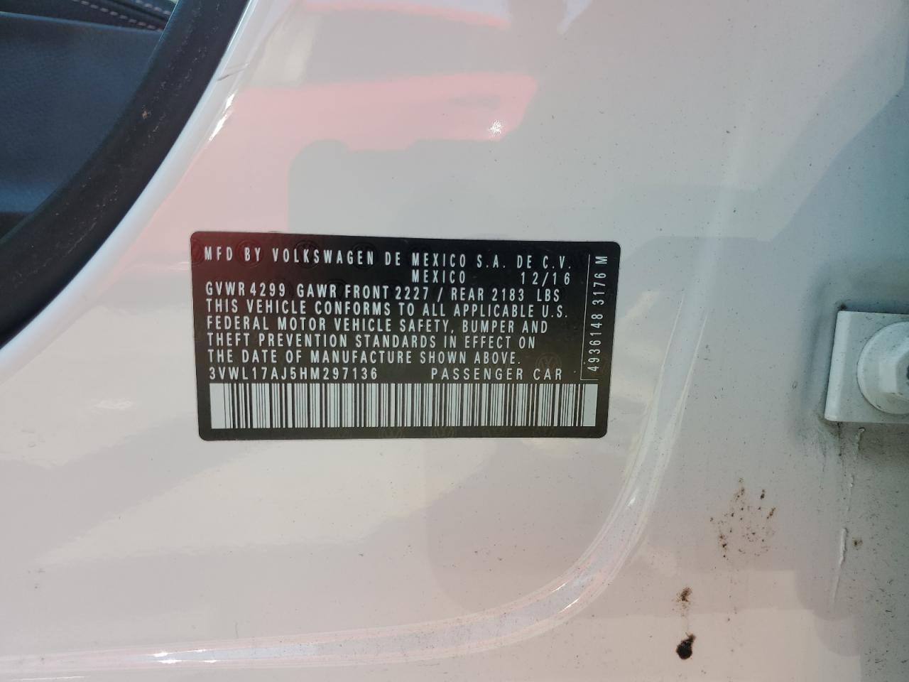 2017 Volkswagen Jetta Sel VIN: 3VWL17AJ5HM297136 Lot: 81033125