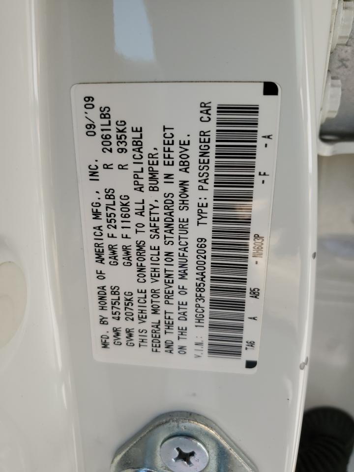 2010 Honda Accord Exl VIN: 1HGCP3F85AA002069 Lot: 71554095