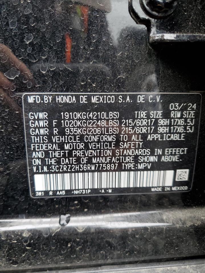 2024 Honda Hr-V Lx VIN: 3CZRZ2H36RM775897 Lot: 81850465