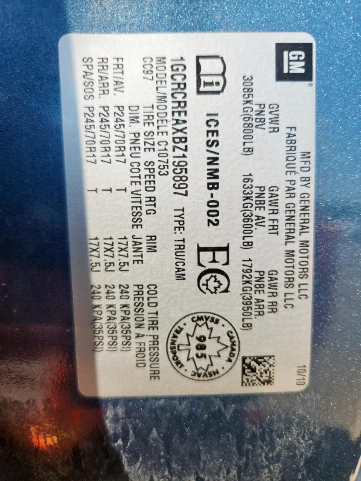 2011 Chevrolet Silverado C1500 Ls VIN: 1GCRCREAXBZ195987 Lot: 71277365