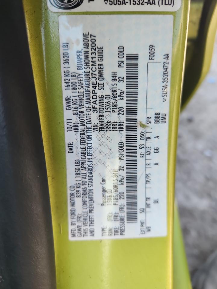 2012 Ford Fiesta Se VIN: 3FADP4EJ7CM132007 Lot: 81684645