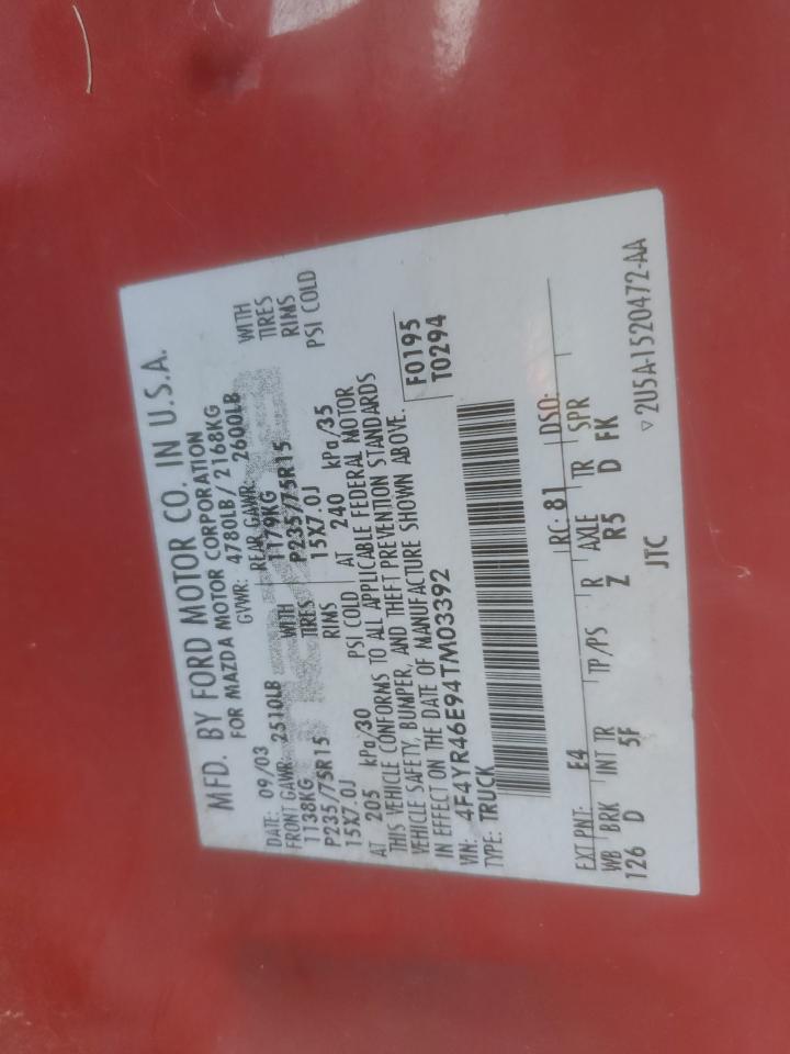 2004 Mazda B4000 Cab Plus VIN: 4F4YR46E94TM03392 Lot: 81149605