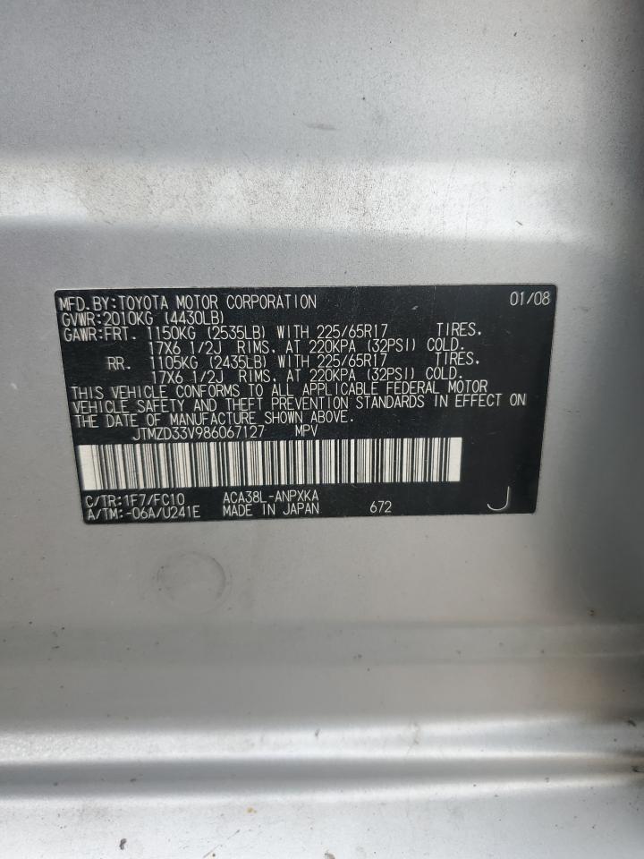 2008 Toyota Rav4 VIN: JTMZD33V986067127 Lot: 81255615