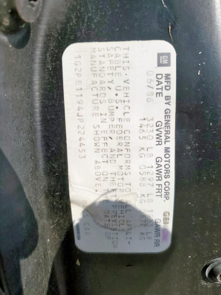 1988 Pontiac Fiero VIN: 1G2PE1194JP224453 Lot: 71193765