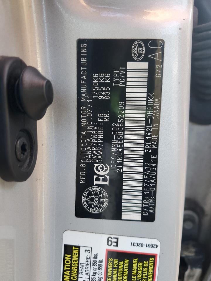 2011 Toyota Corolla Matrix VIN: 2T1KU4EE5BC652209 Lot: 81601835