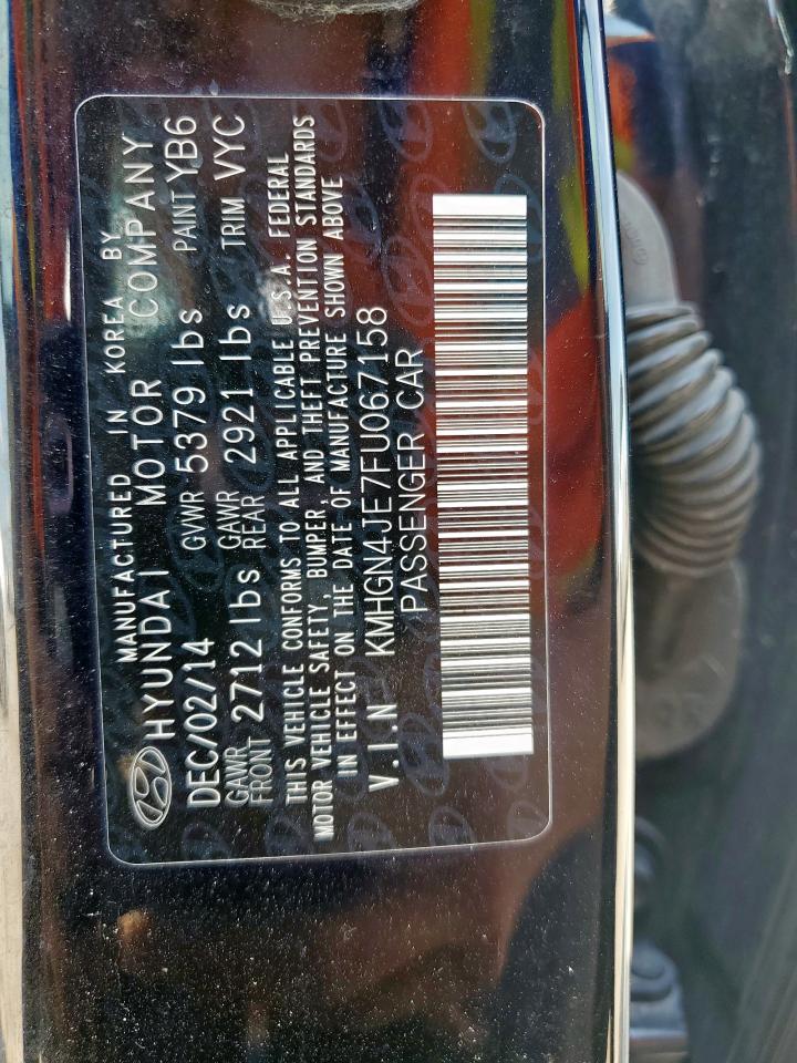 2015 Hyundai Genesis 3.8L VIN: KMHGN4JE7FU067158 Lot: 80650275