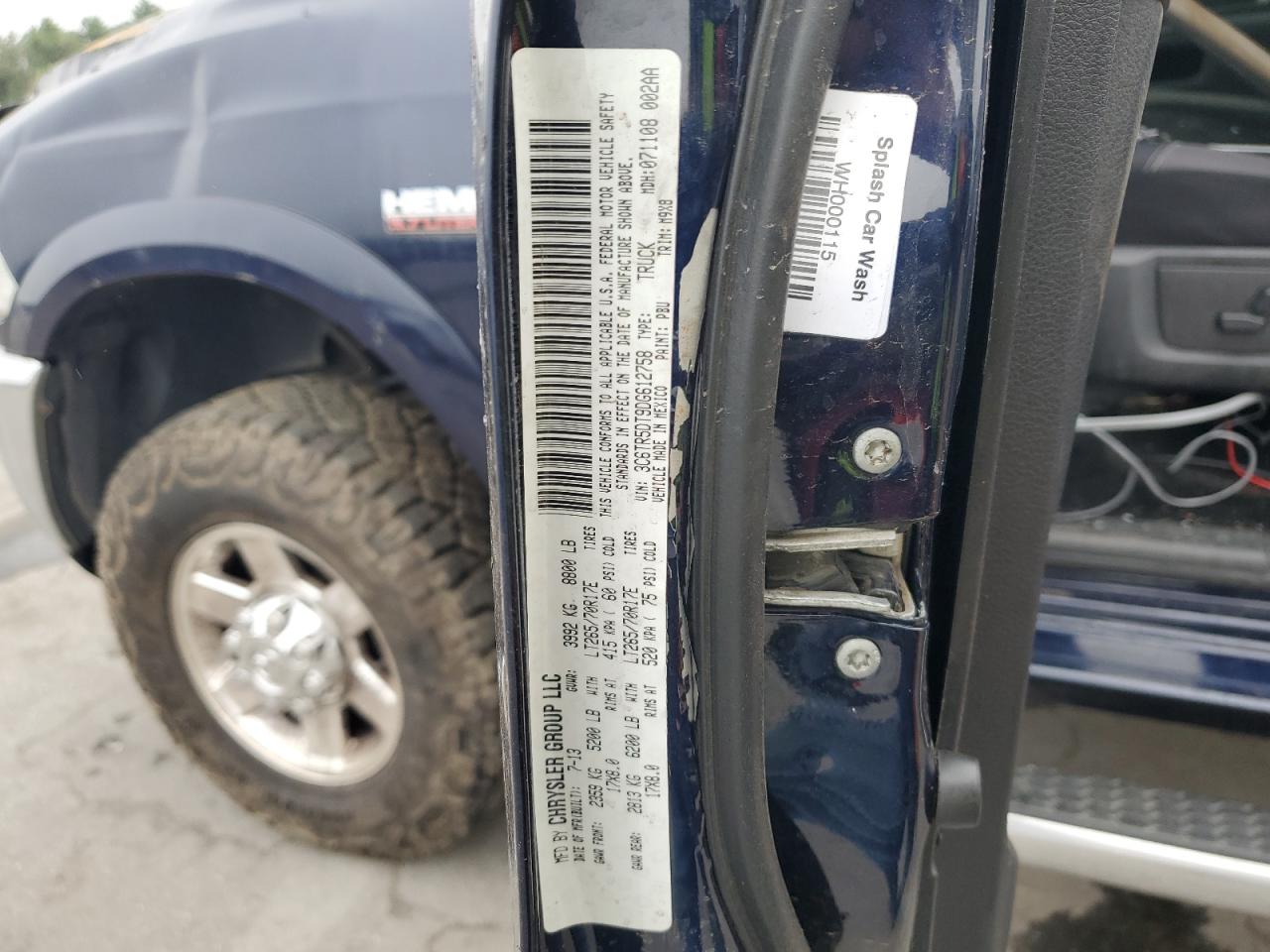 2013 Ram 2500 Slt VIN: 3C6TR5DT9DG612758 Lot: 83901715