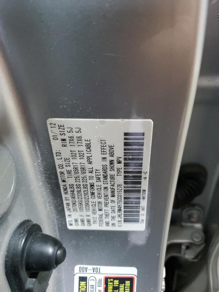 2012 Honda Cr-V Exl VIN: JHLRM4H75CC015278 Lot: 83978965