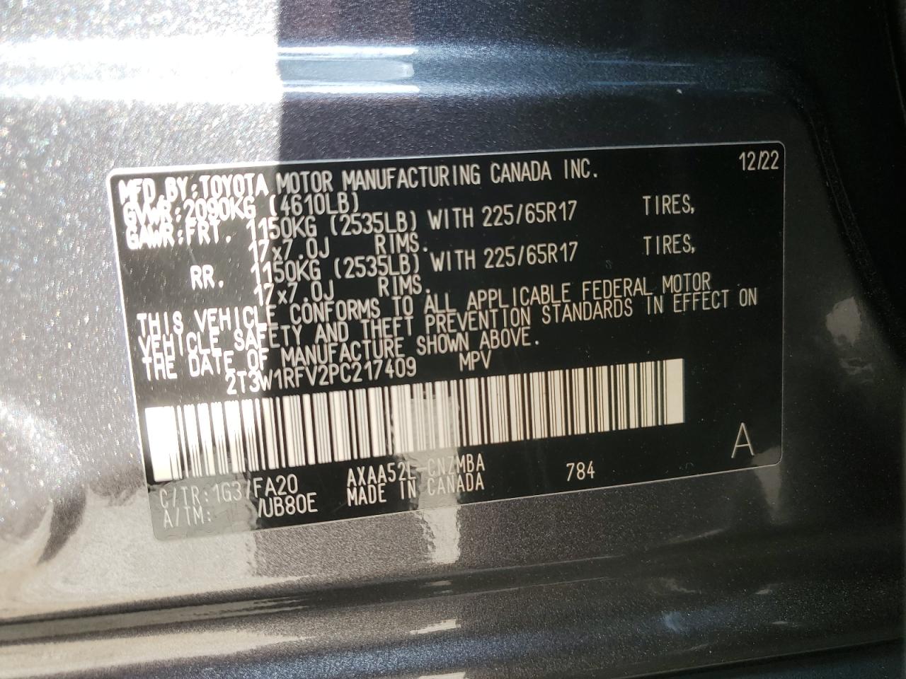 2023 Toyota Rav4 Xle VIN: 2T3W1RFV2PC217409 Lot: 80136765