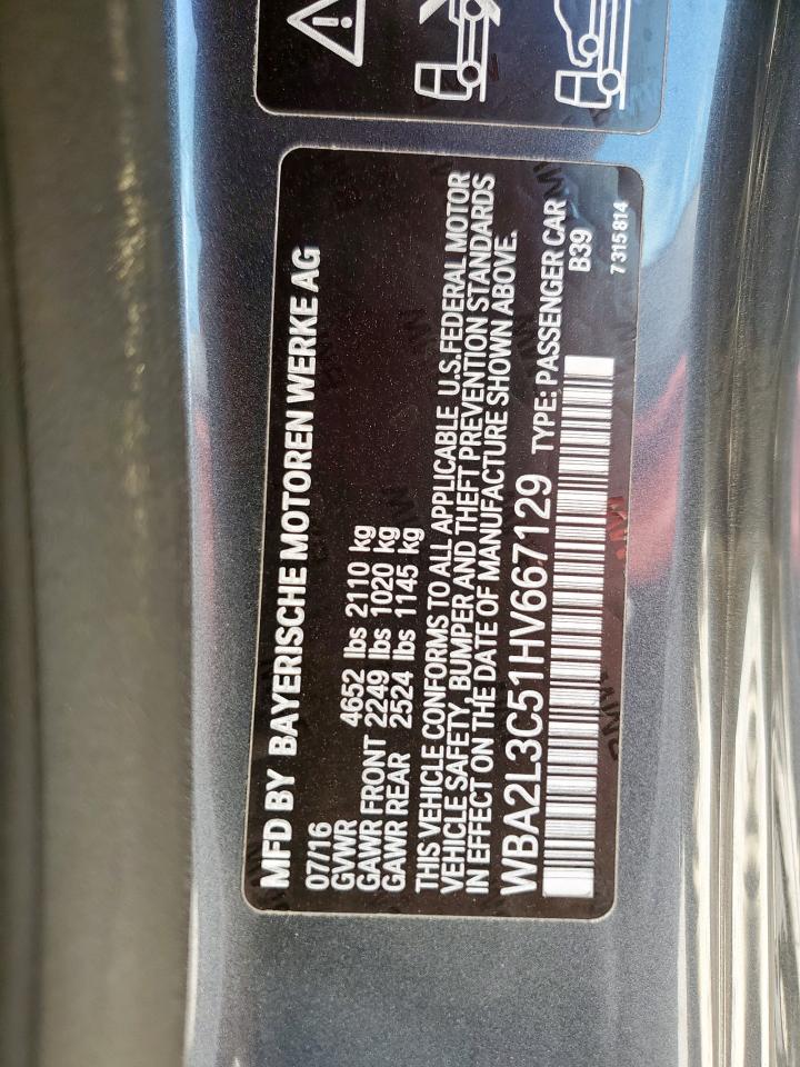 2017 BMW M240Xi VIN: WBA2L3C51HV667129 Lot: 71830875