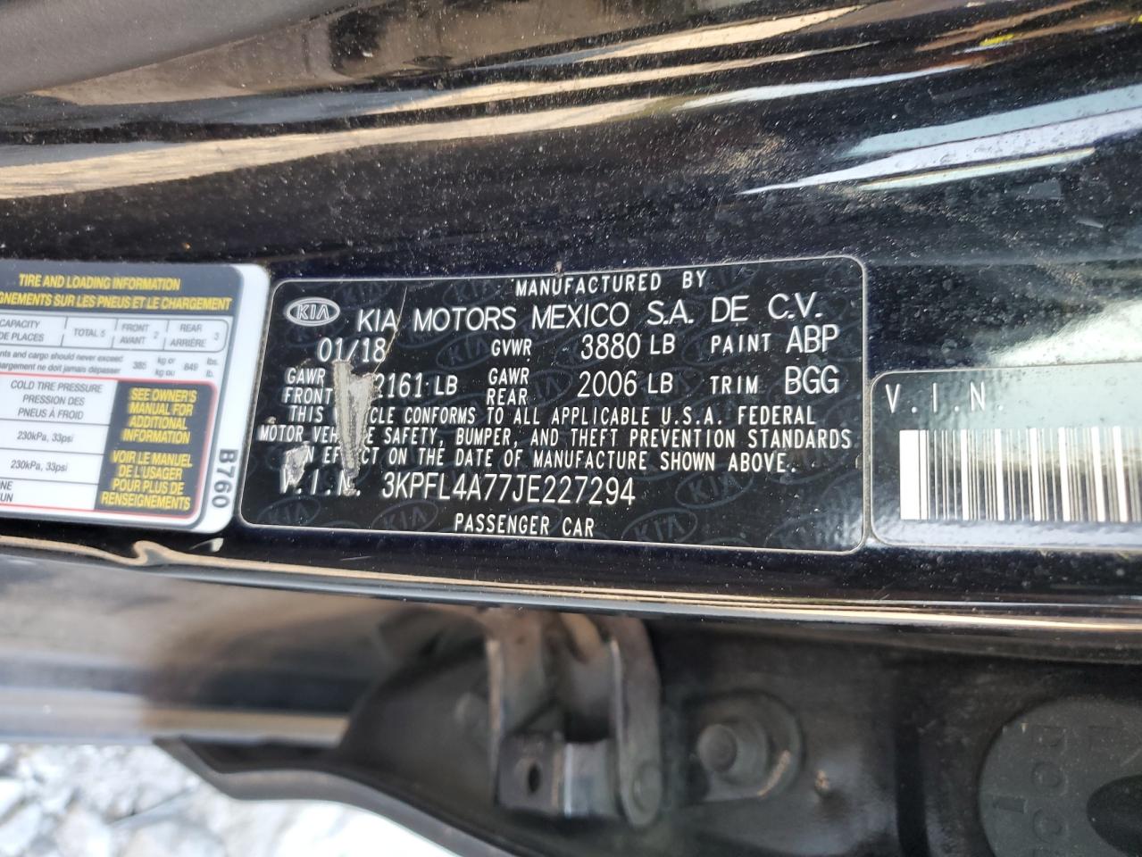 2018 Kia Forte Lx VIN: 3KPFL4A77JE227294 Lot: 71595385