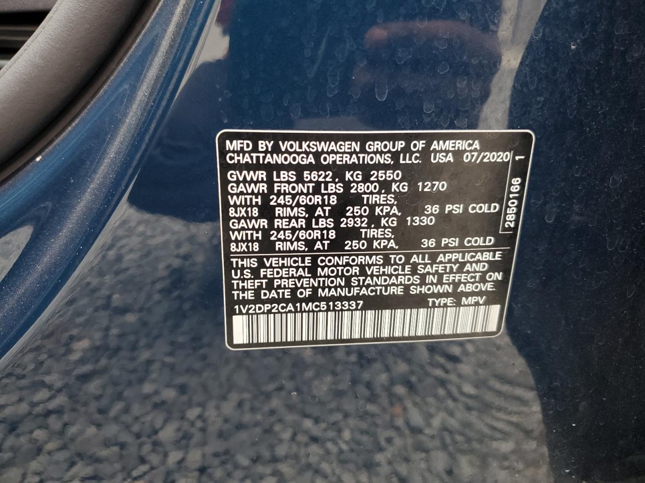 2021 Volkswagen Atlas Se VIN: 1V2DP2CA1MC513337 Lot: 84442345