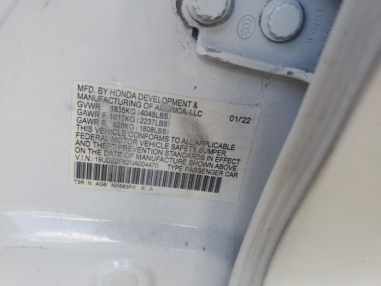 2022 Acura Ilx Premium A-Spec VIN: 19UDE2F82NA004470 Lot: 71537645