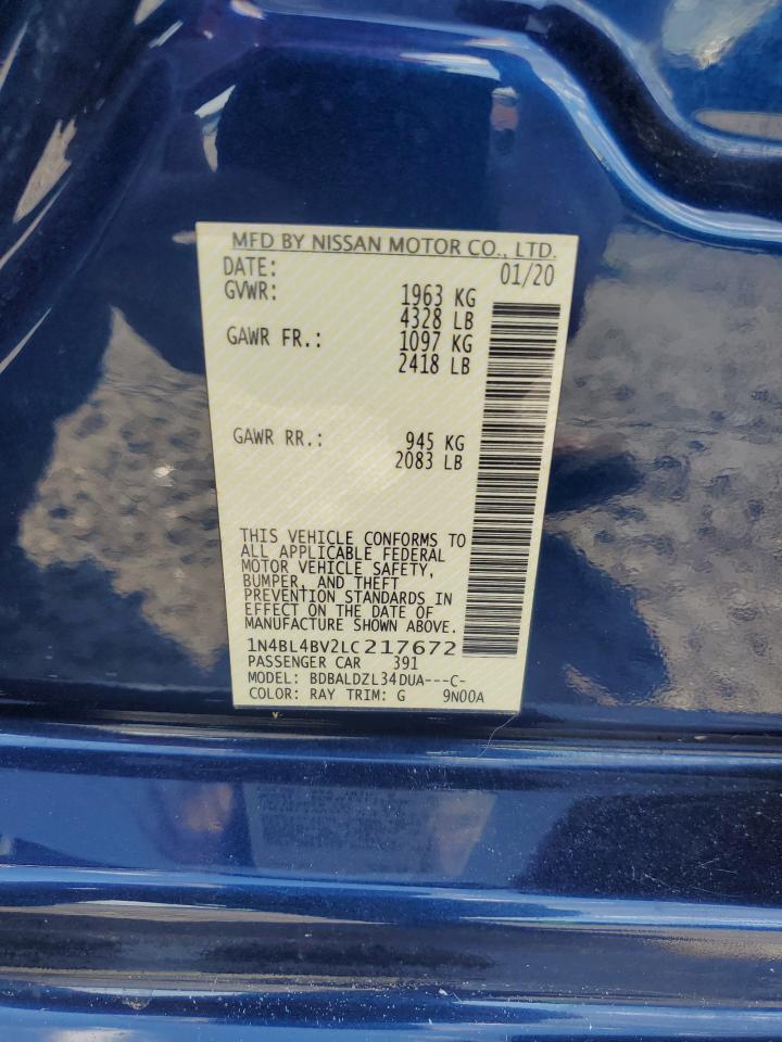 2020 Nissan Altima S VIN: 1N4BL4BV2LC217672 Lot: 83769895