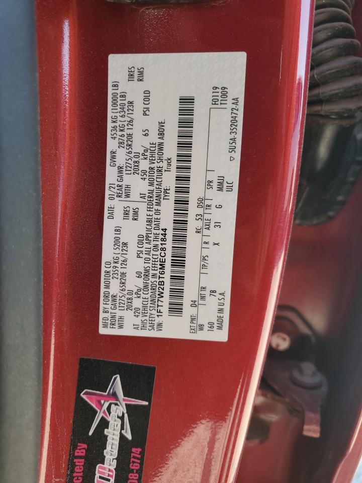 2021 Ford F250 Super Duty VIN: 1FT7W2BT6MEC81844 Lot: 80716215