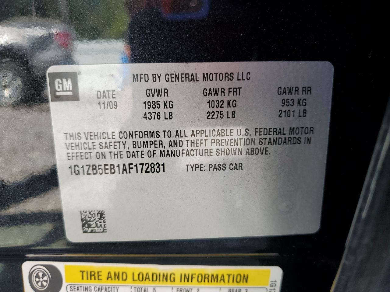 2010 Chevrolet Malibu Ls VIN: 1G1ZB5EB1AF172831 Lot: 72000745