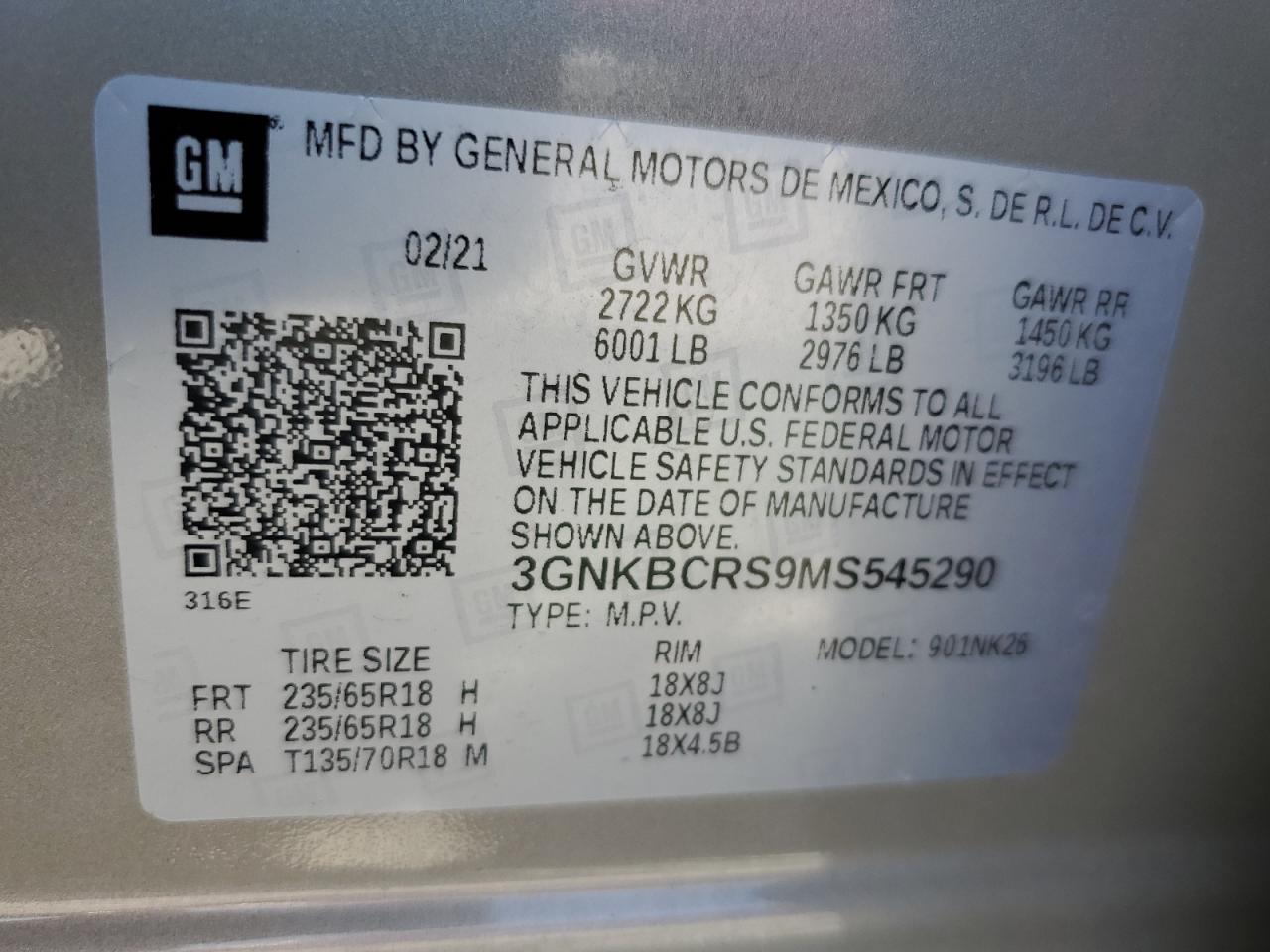 2021 Chevrolet Blazer 2Lt VIN: 3GNKBCRS9MS545290 Lot: 80424915