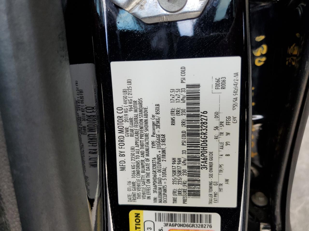 2016 Ford Fusion Se VIN: 3FA6P0HD6GR328276 Lot: 81556115