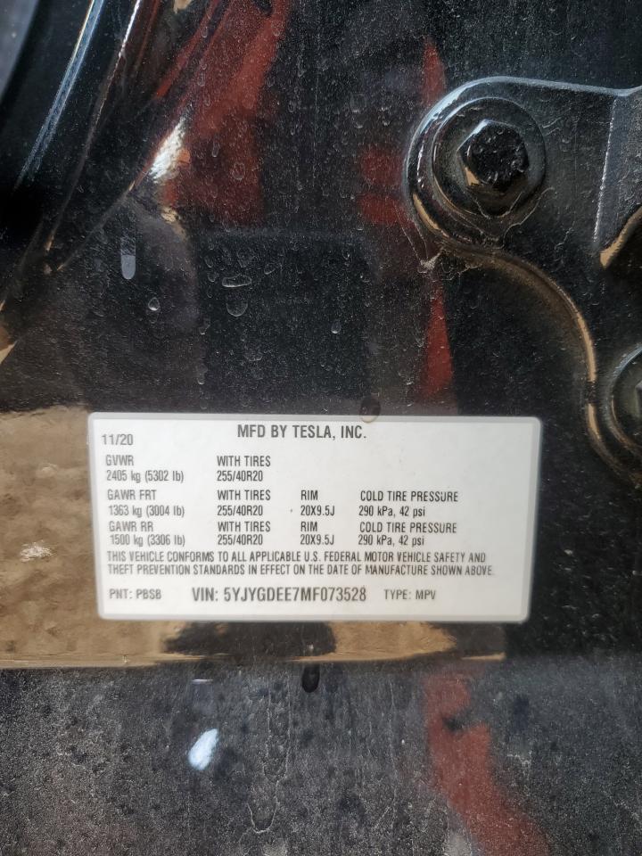 2021 Tesla Model Y VIN: 5YJYGDEE7MF073528 Lot: 71803965