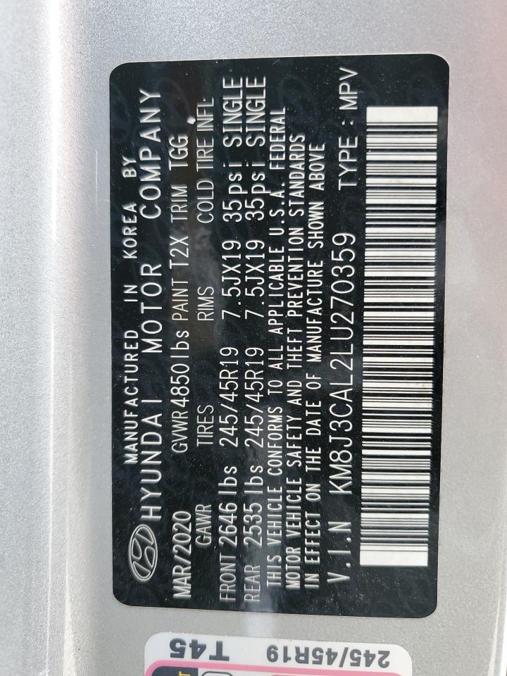 2020 Hyundai Tucson Limited VIN: KM8J3CAL2LU270359 Lot: 81923605