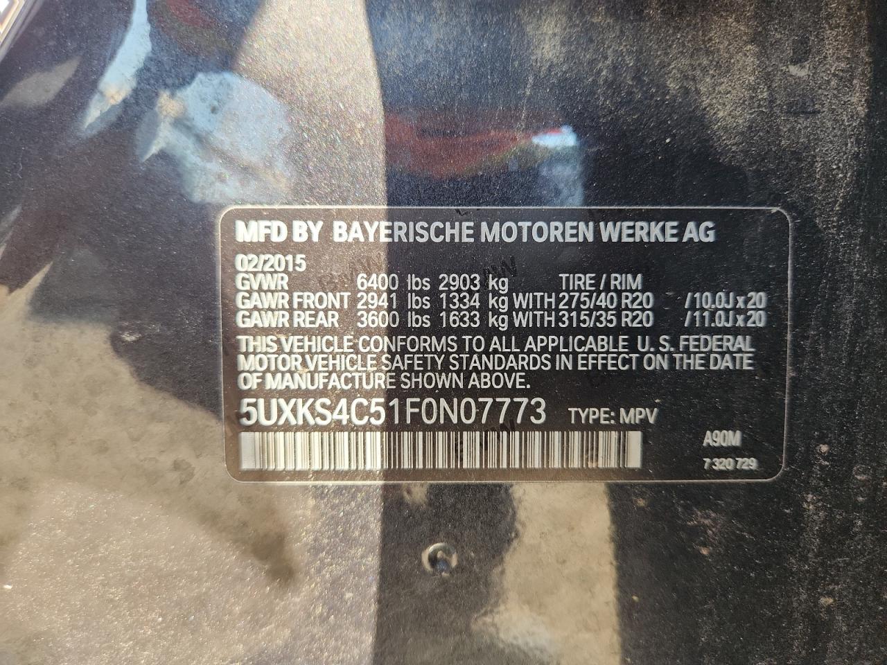 2015 BMW X5 xDrive35D VIN: 5UXKS4C51F0N07773 Lot: 80835965