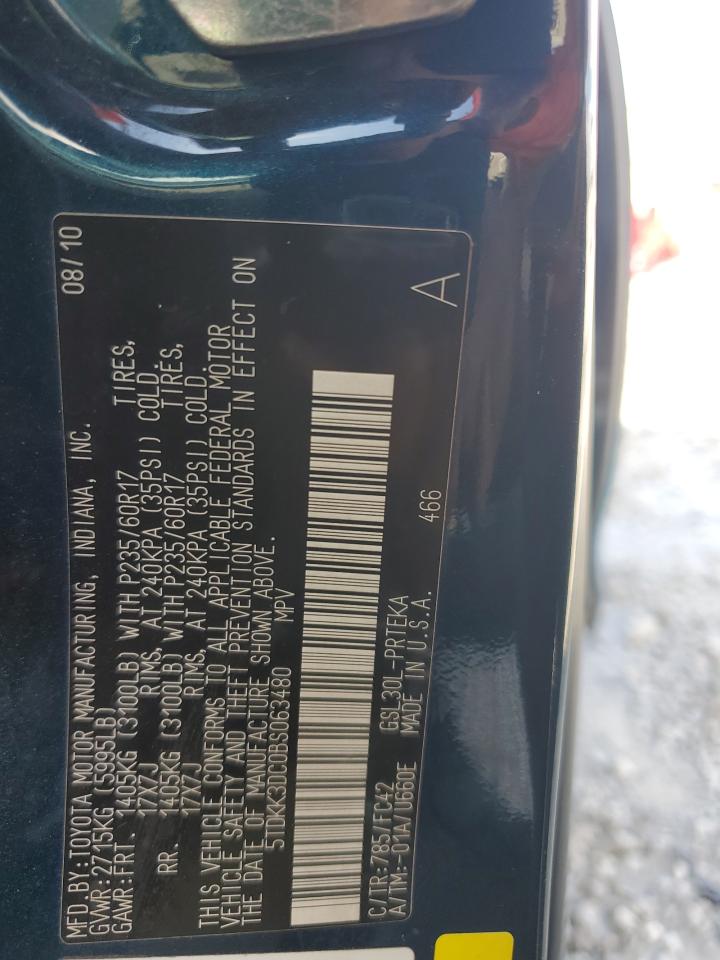 2011 Toyota Sienna Le VIN: 5TDKK3DC0BS063480 Lot: 81837745