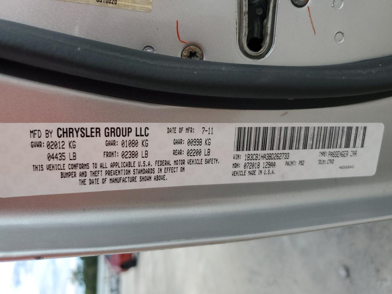 2011 Dodge Caliber Express VIN: 1B3CB1HA3BD262733 Lot: 83993445