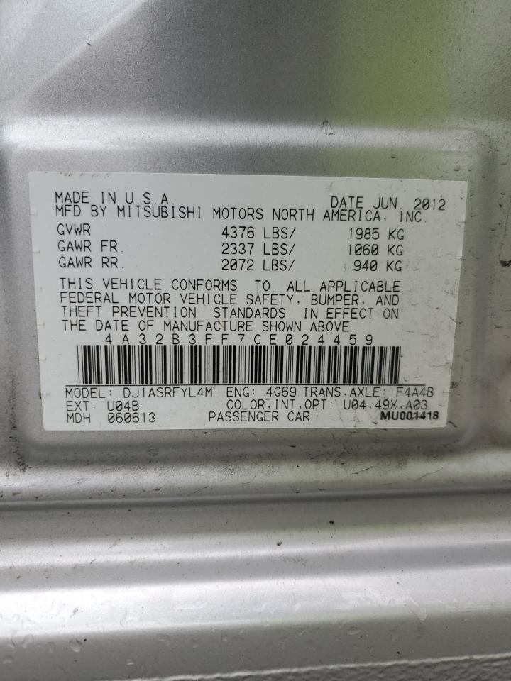 2012 Mitsubishi Galant Es VIN: 4A32B3FF7CE024459 Lot: 81114015