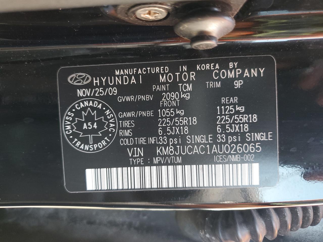 2010 Hyundai Tucson Gls VIN: KM8JUCAC1AU026065 Lot: 82098255