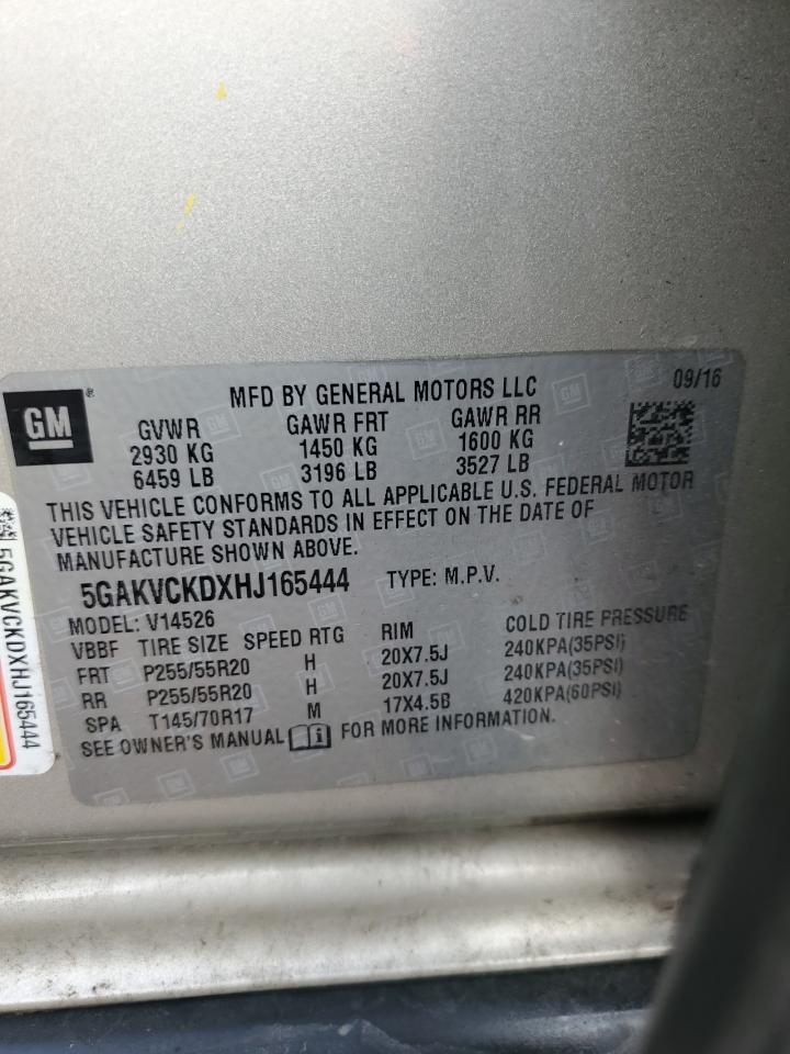 2017 Buick Enclave VIN: 5GAKVCKDXHJ165444 Lot: 71128205