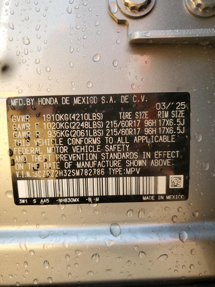 2025 Honda Hr-V Lx VIN: 3CZRZ2H32SM782786 Lot: 71790825