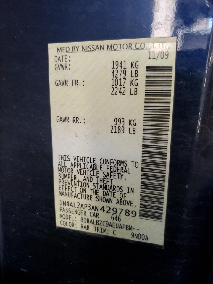 2010 Nissan Altima Base VIN: 1N4AL2AP3AN429789 Lot: 81745455