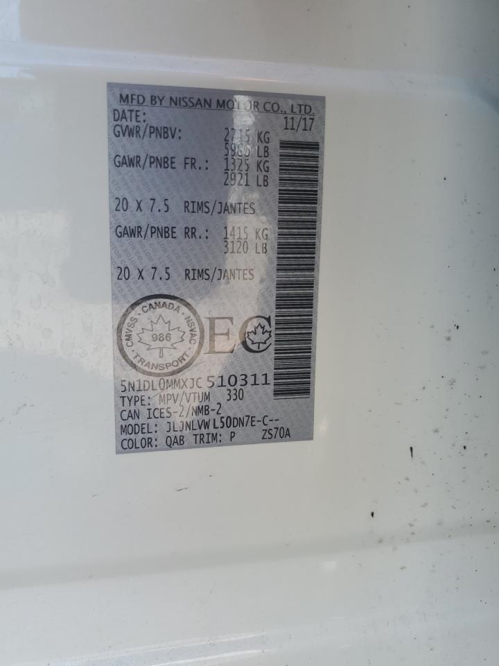 2018 Infiniti Qx60 VIN: 5N1DL0MMXJC510311 Lot: 71772455