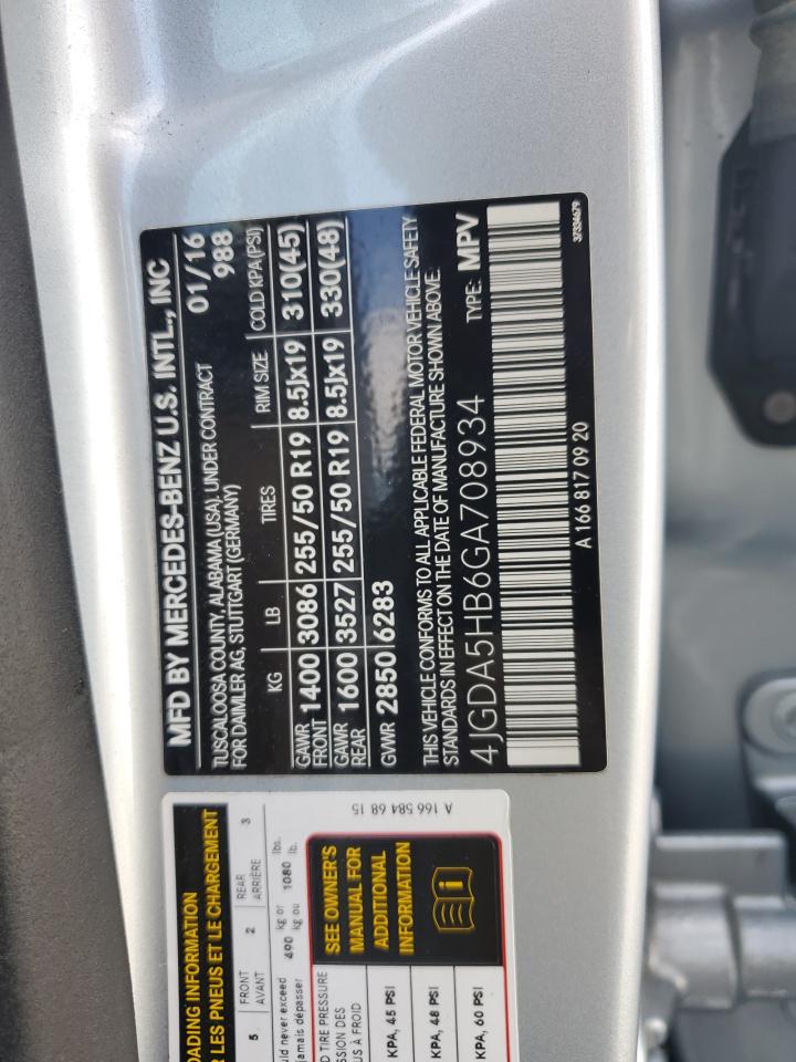 2016 Mercedes-Benz Gle 350 4Matic VIN: 4JGDA5HB6GA708934 Lot: 82088315