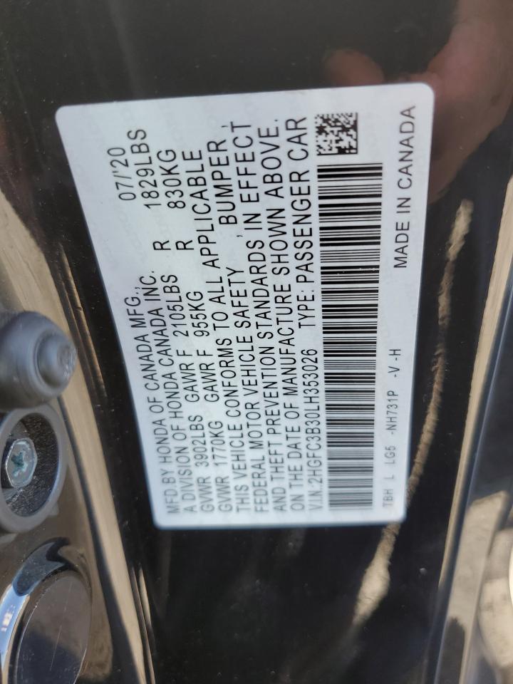 2020 Honda Civic Ex VIN: 2HGFC3B30LH353026 Lot: 71328895