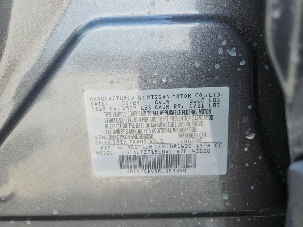 2024 Nissan Kicks Sr VIN: 3N1CP5DV5RL559350 Lot: 71247645