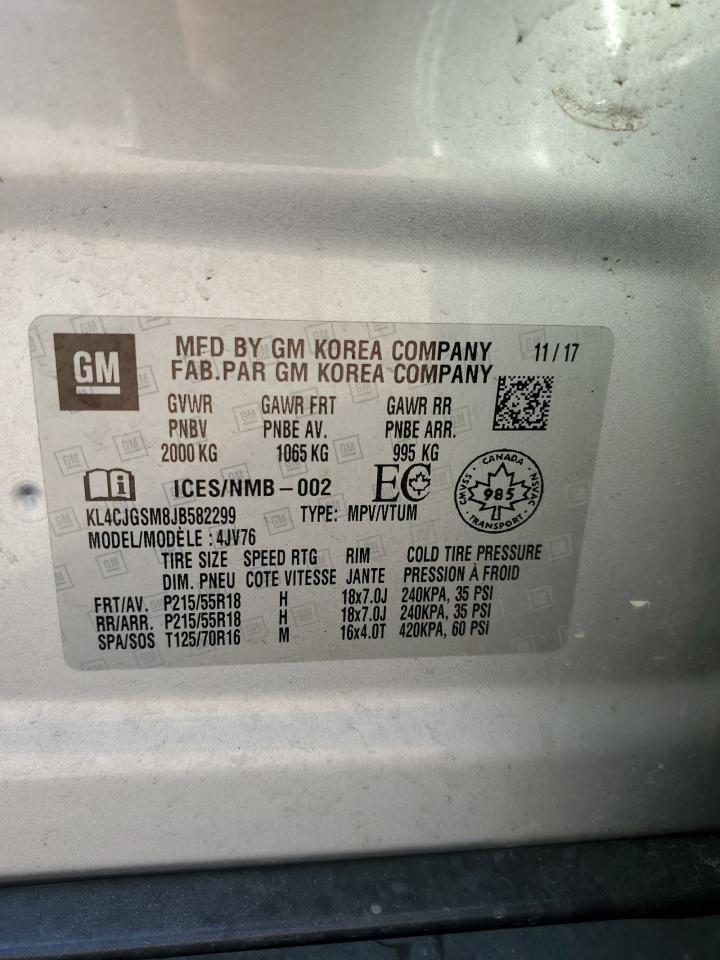 2018 Buick Encore Essence VIN: KL4CJGSM8JB582299 Lot: 80642495