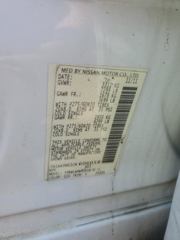 2012 Nissan Armada Sv VIN: 5N1AA0NE1CN606058 Lot: 80746915