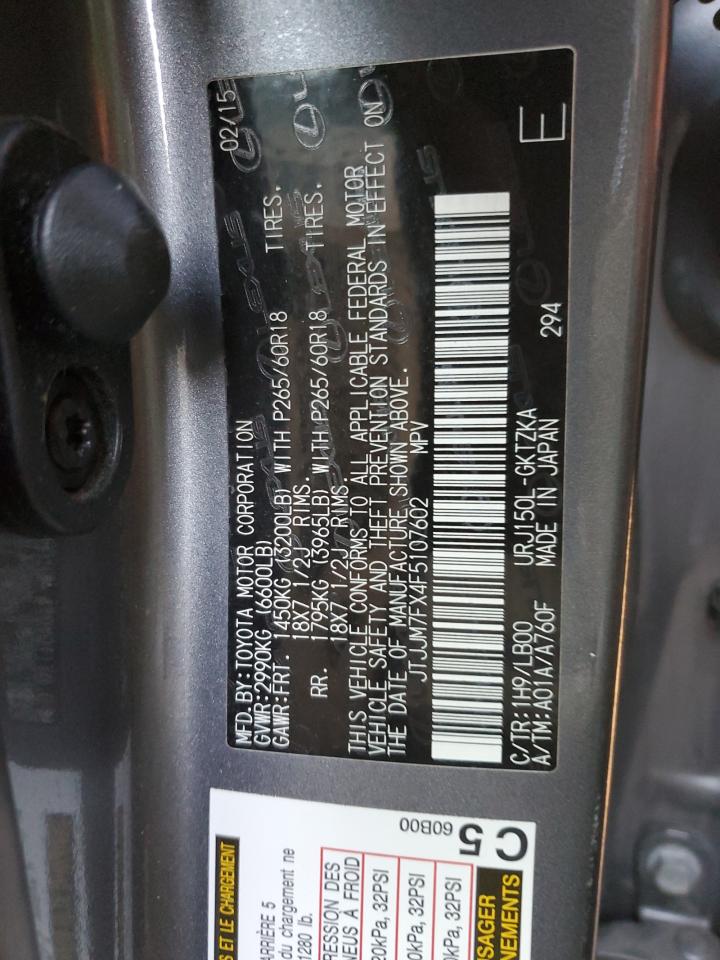 2015 Lexus Gx 460 Premium VIN: JTJJM7FX4F5107602 Lot: 81506375