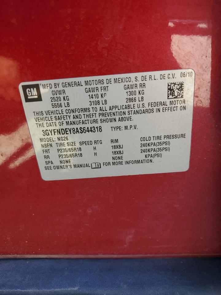 2010 Cadillac Srx Luxury Collection VIN: 3GYFNDEY8AS644318 Lot: 81071535