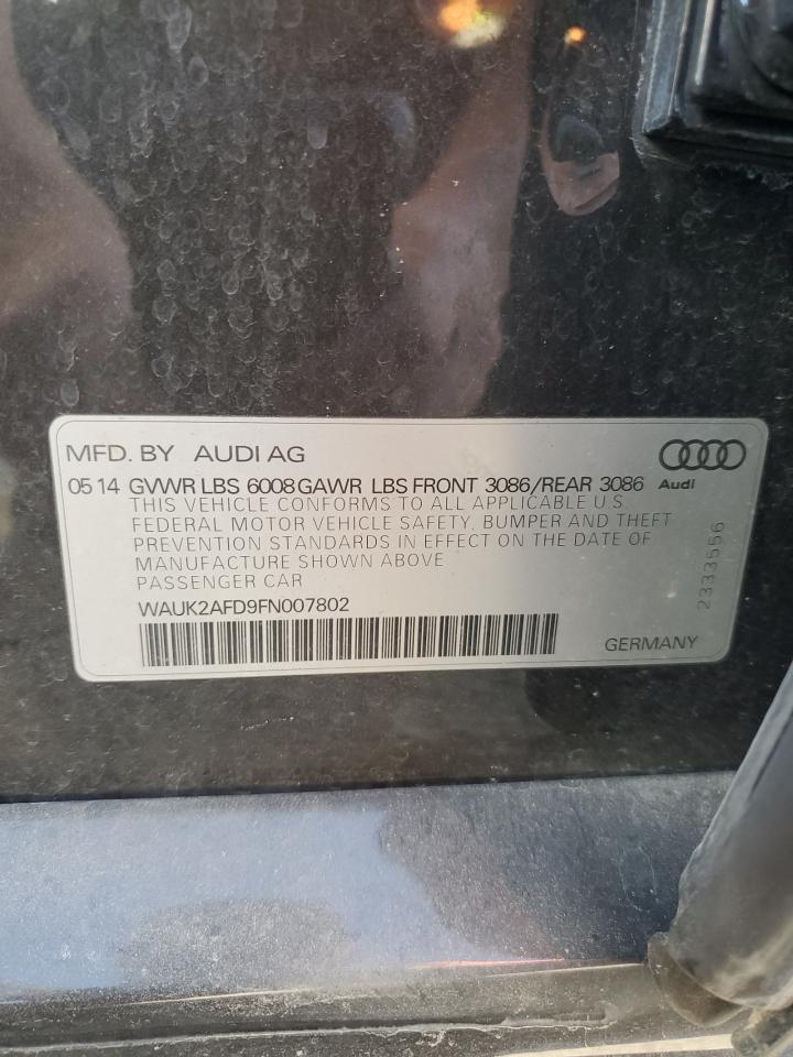 2015 Audi S8 Quattro VIN: WAUK2AFD9FN007802 Lot: 81842895