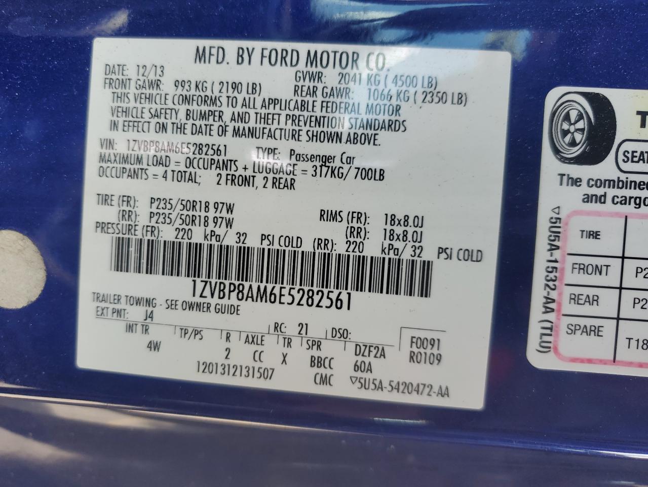 2014 Ford Mustang VIN: 1ZVBP8AM6E5282561 Lot: 81395725