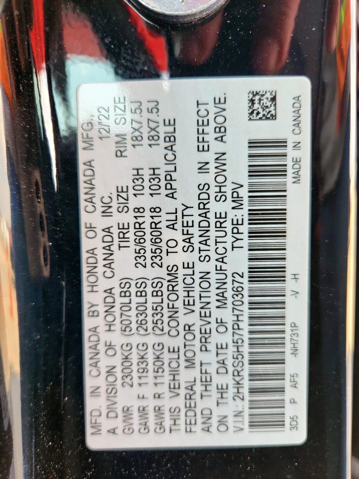 2023 Honda Cr-V Sport VIN: 2HKRS5H57PH703672 Lot: 80807295