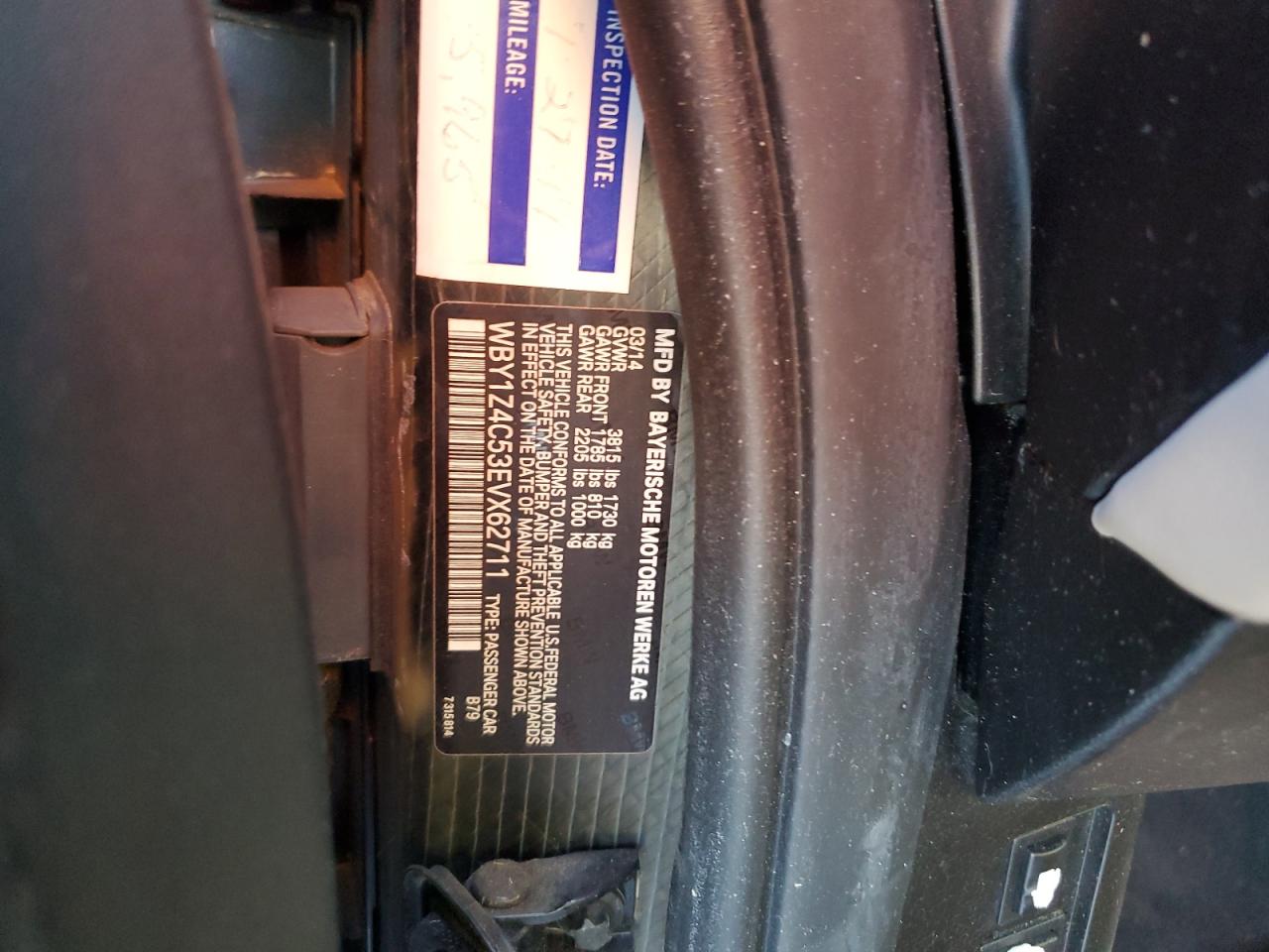 2014 BMW I3 Rex VIN: WBY1Z4C53EVX62711 Lot: 83836885