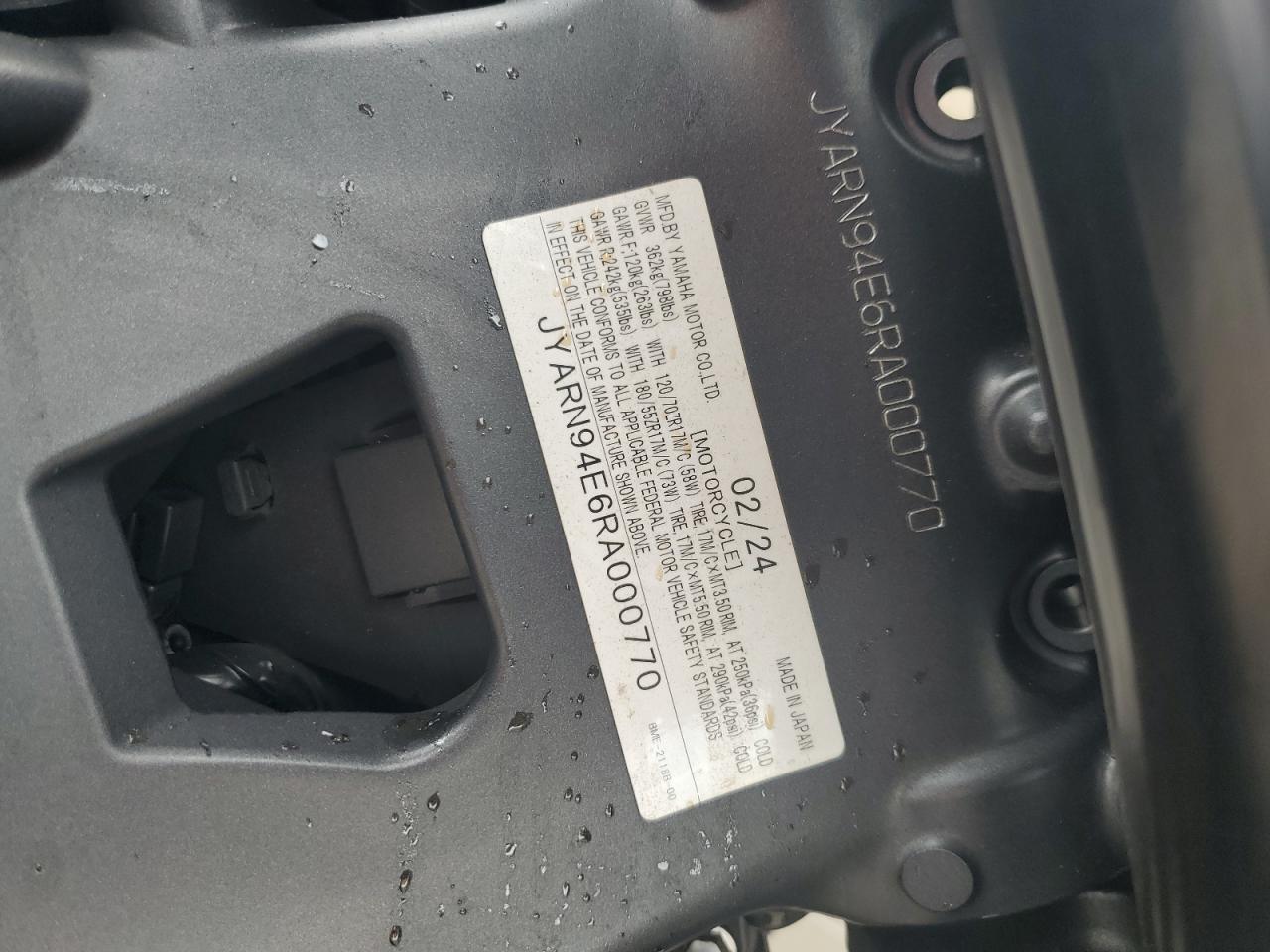 2024 Yamaha Mt09 VIN: JYARN94E6RA000770 Lot: 83799975