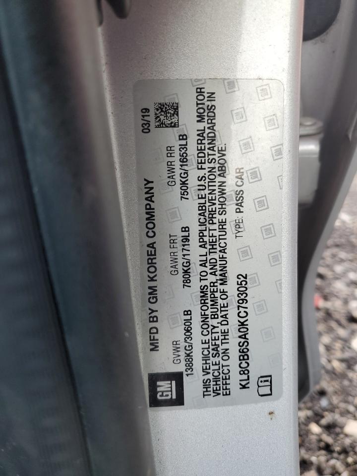 2019 Chevrolet Spark Ls VIN: KL8CB6SA0KC793052 Lot: 71152245