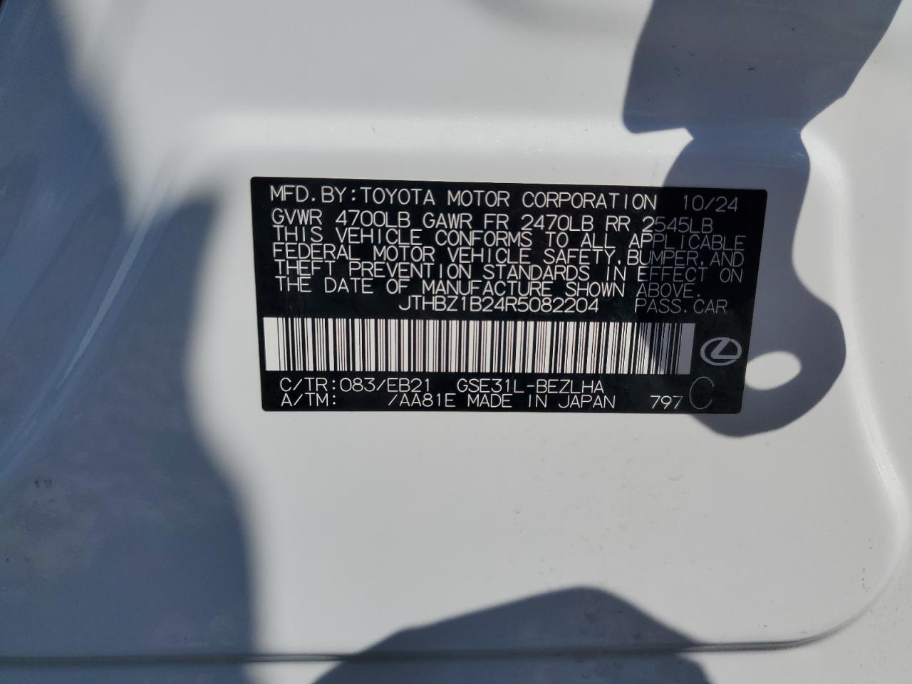 2024 Lexus Is 350 F Sport Design VIN: JTHBZ1B24R5082204 Lot: 80803785